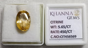 5.65/CT Natural Citrine with Govt. Lab Certified - 456569